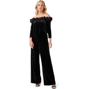 Adrianna Papell Women's Velvet Ruffled Off-The-Shoulder Top - Black 4